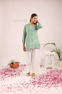 Rhea Muslin Short Kurti- Green