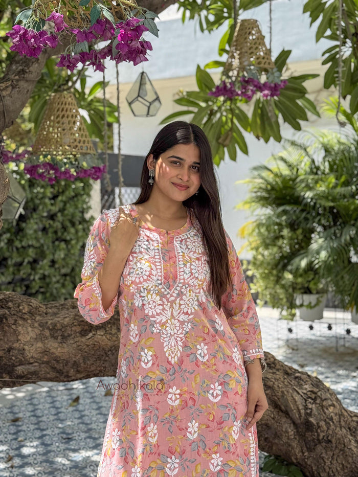 Niya Mulmul Cotton Printed Set- Pink