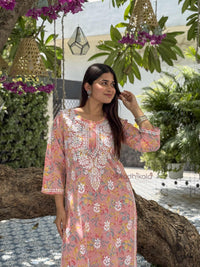 Niya Mulmul Cotton Printed Set- Pink