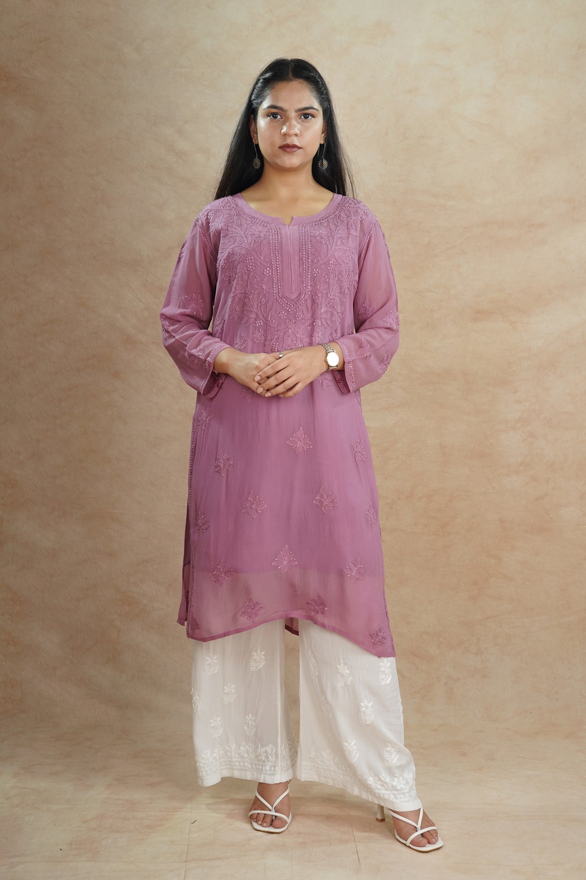 Aria Viscose Georgette Kurti- Purple