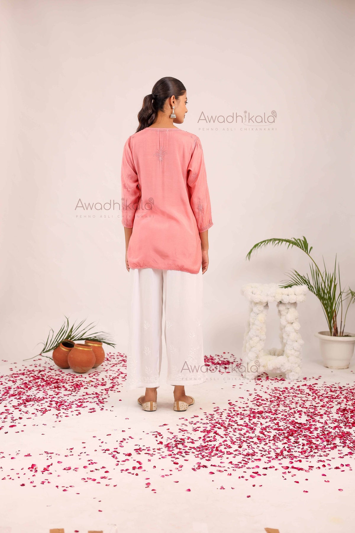Rhea Muslin Short Kurti- Pink