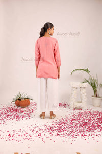 Rhea Muslin Short Kurti- Pink