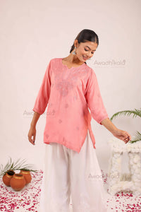 Rhea Muslin Short Kurti- Pink