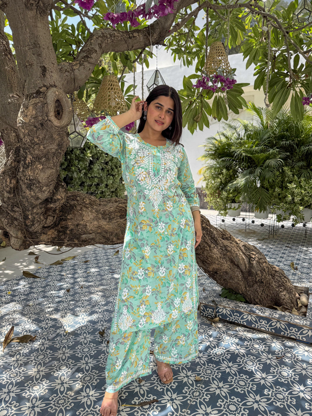 Niya Mulmul Cotton Printed Set- Green