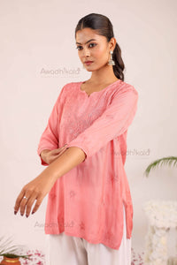 Rhea Muslin Short Kurti- Pink