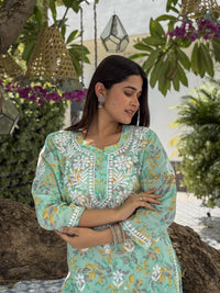 Niya Mulmul Cotton Printed Set- Green