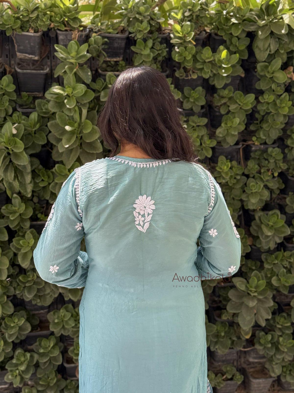 Reeva Chanderi Cotton Kurti- Blue
