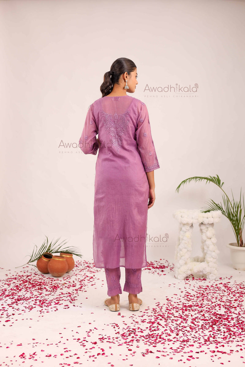 Tarini Chanderi Cotton Set- Purple