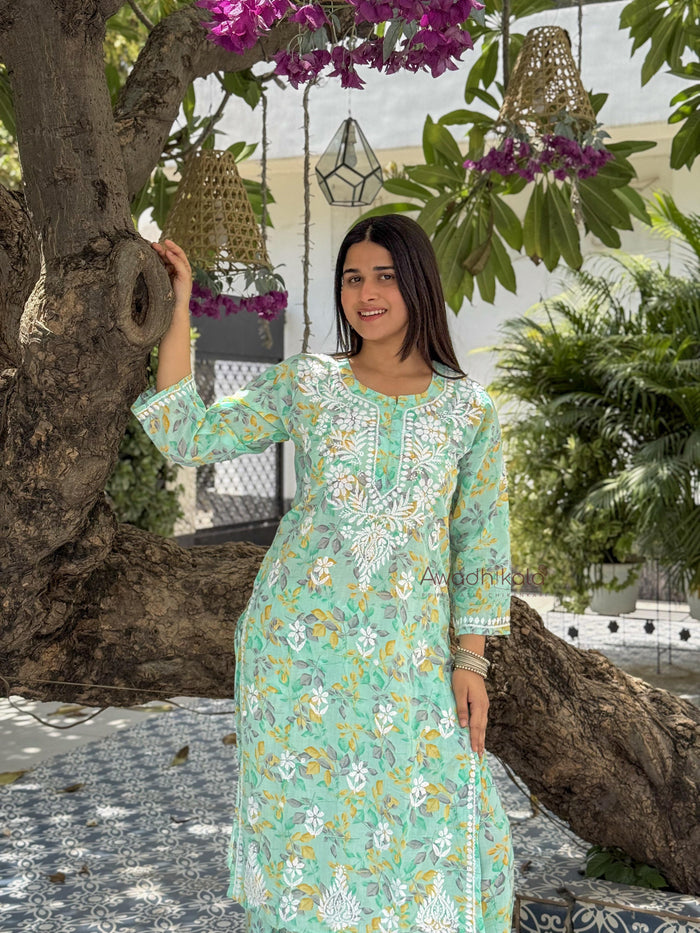 Niya Mulmul Cotton Printed Set- Green