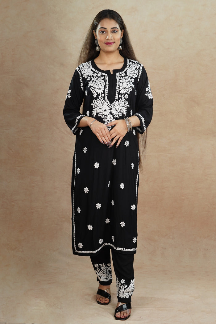 Ridhi Rayon Kurta Set- Black