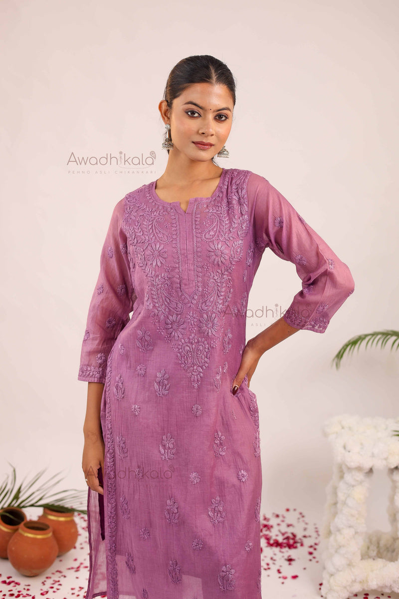 Tarini Chanderi Cotton Set- Purple