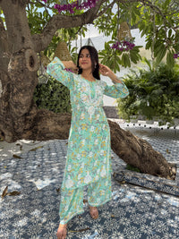 Niya Mulmul Cotton Printed Set- Green
