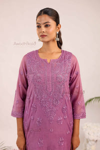Tarini Chanderi Cotton Set- Purple