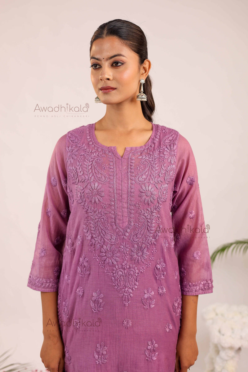 Tarini Chanderi Cotton Set- Purple