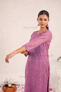Tarini Chanderi Cotton Set- Purple