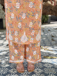 Niya Mulmul Cotton Printed Set- Peach