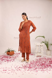 Tarini Chanderi Cotton Set- Rust