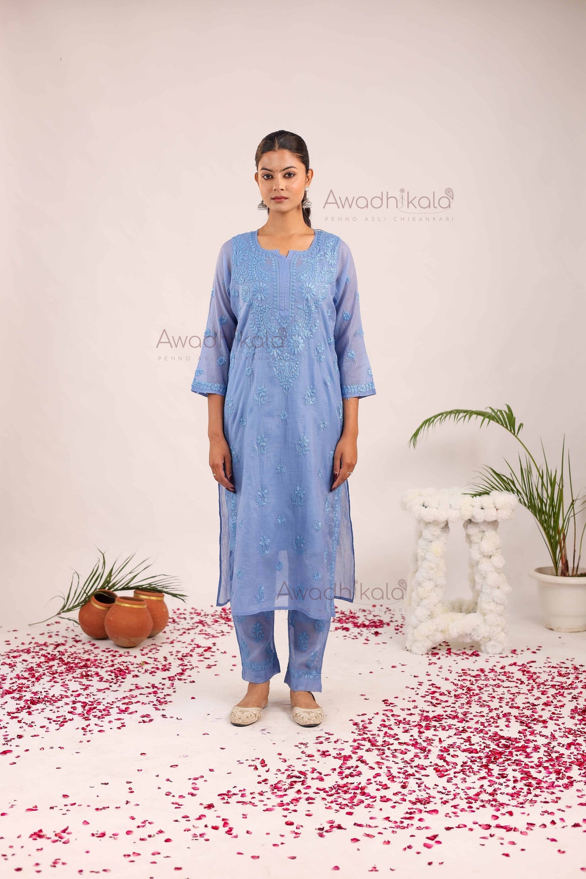 Tarini Chanderi Cotton Set- Blue