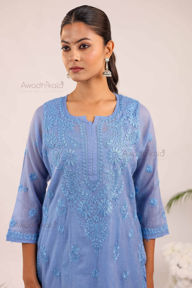 Tarini Chanderi Cotton Set- Blue