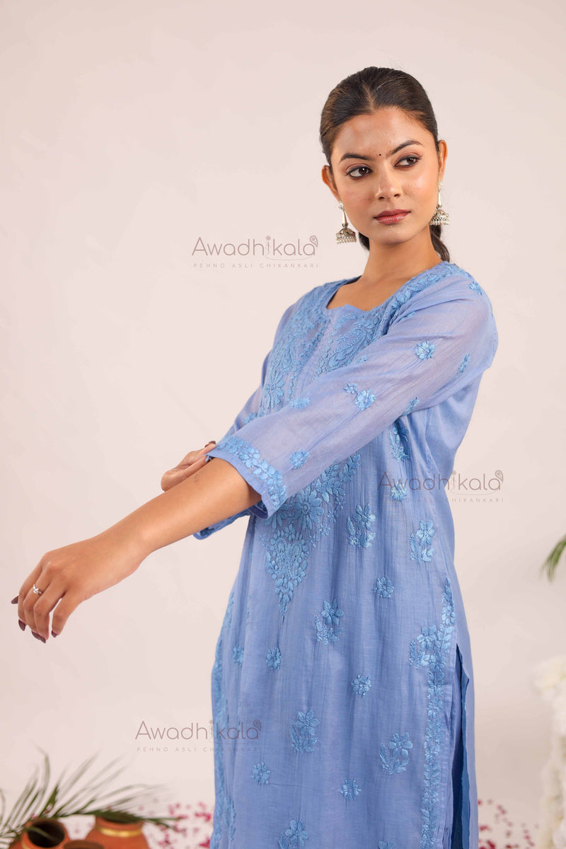 Tarini Chanderi Cotton Set- Blue