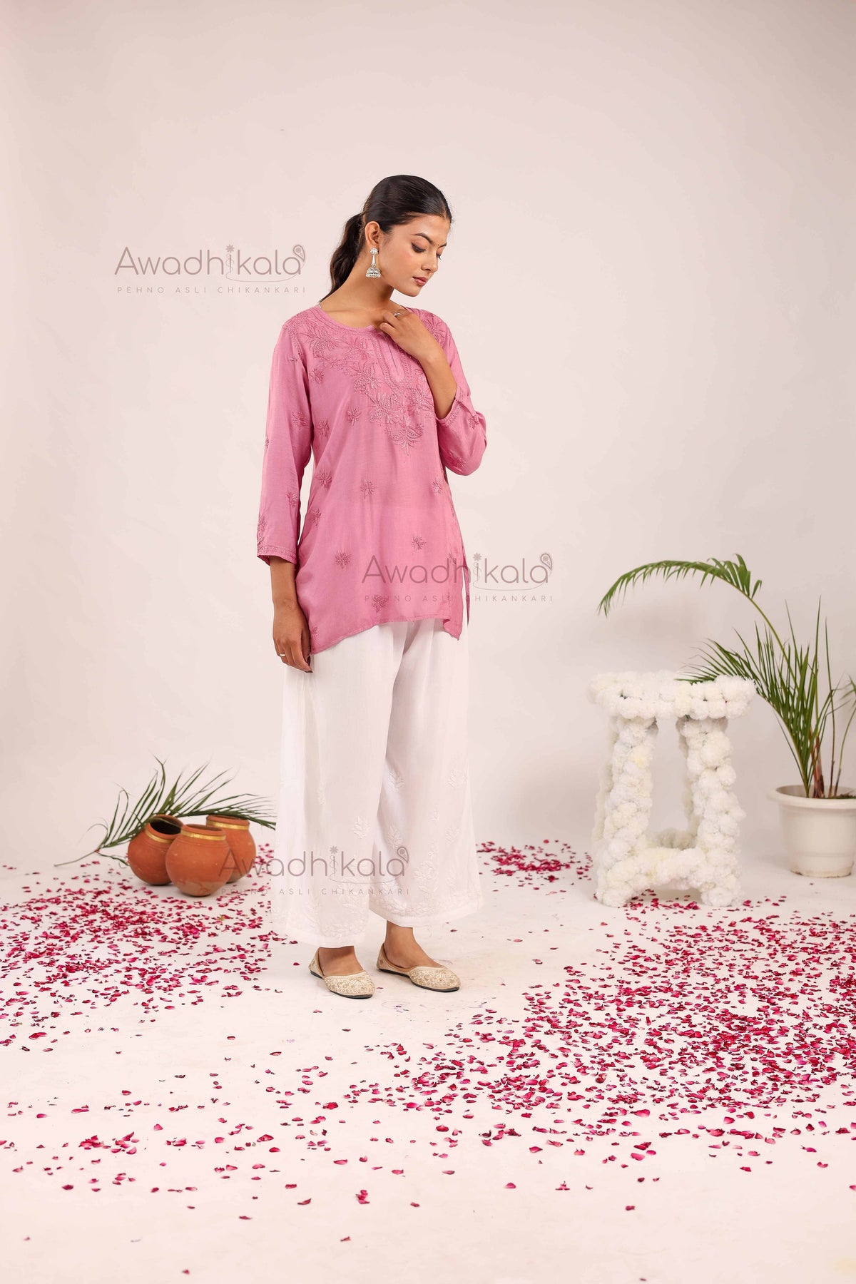Rhea Muslin Short Kurti- Purple