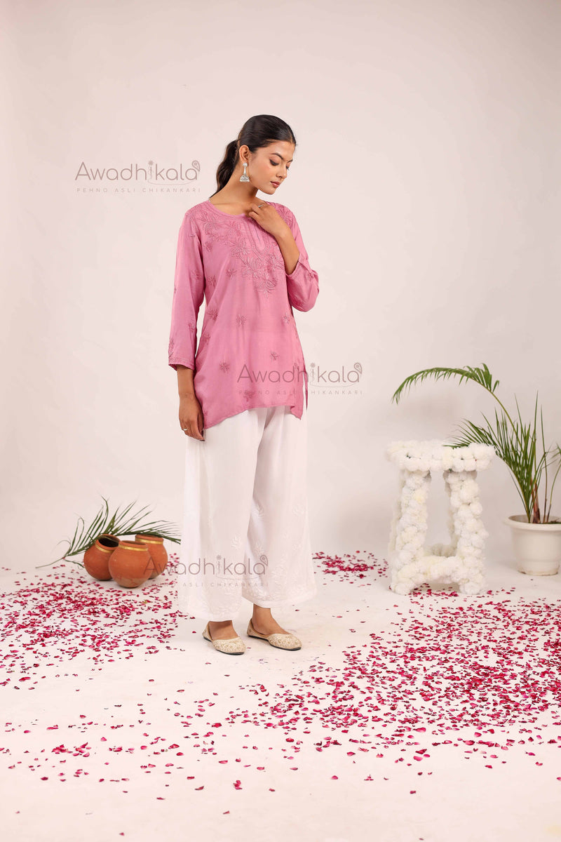 Rhea Muslin Short Kurti- Purple