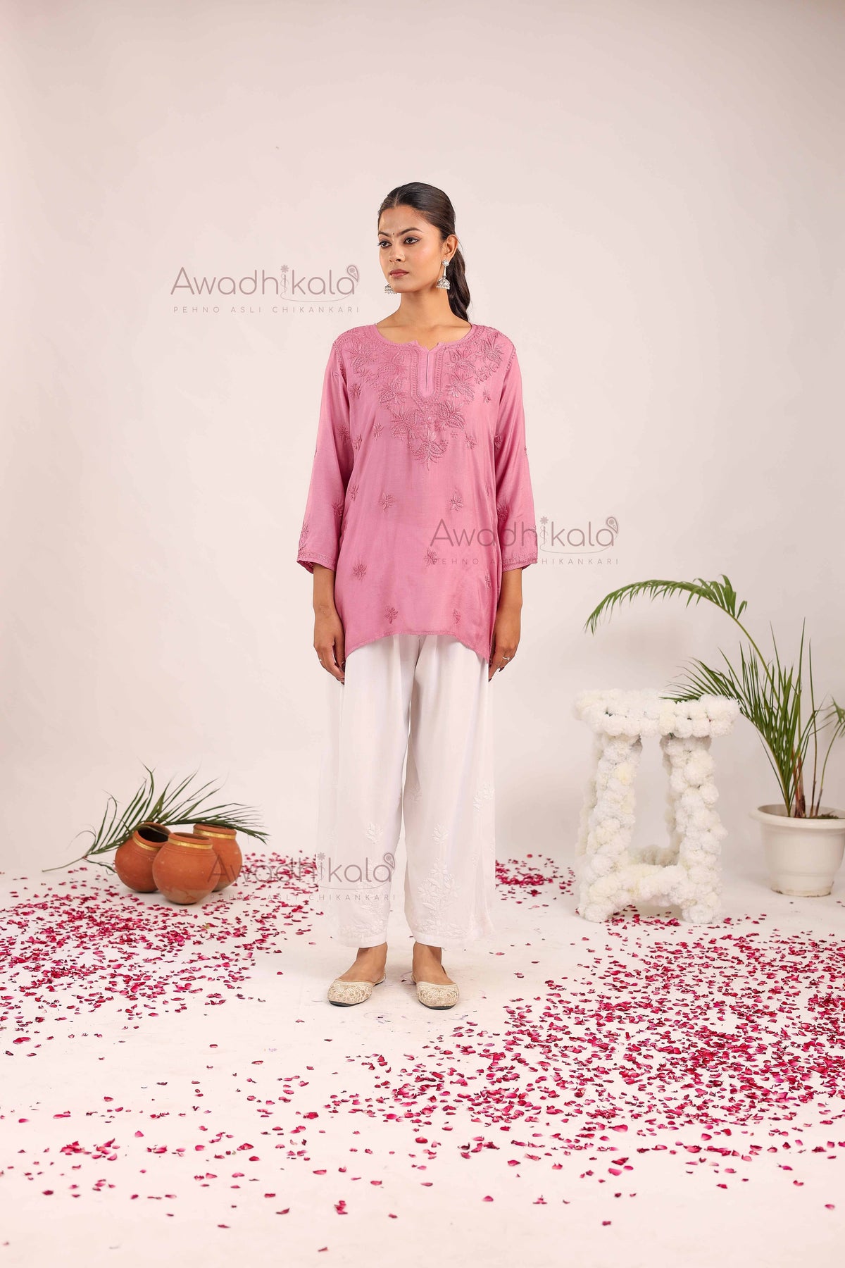 Rhea Muslin Short Kurti- Purple