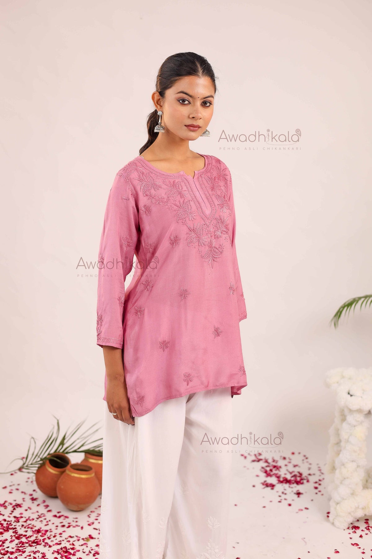 Rhea Muslin Short Kurti- Purple