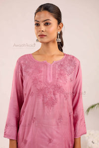 Rhea Muslin Short Kurti- Purple