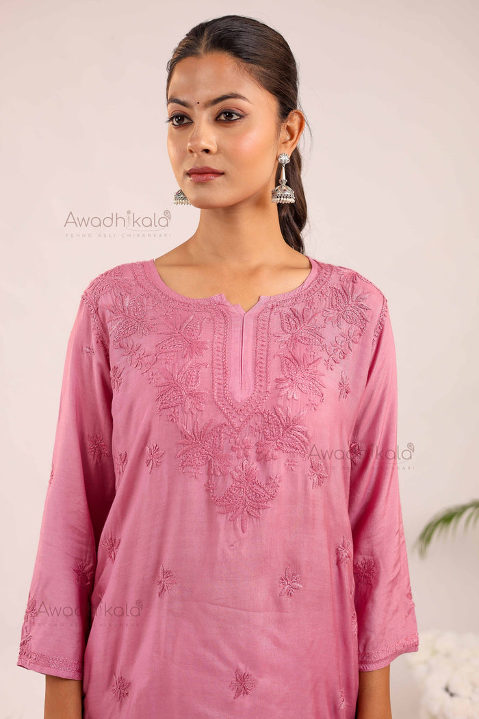 Rhea Muslin Short Kurti- Purple