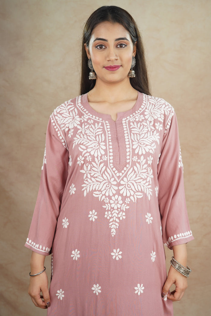 Ridhi Rayon Kurta Set- Rose Pink