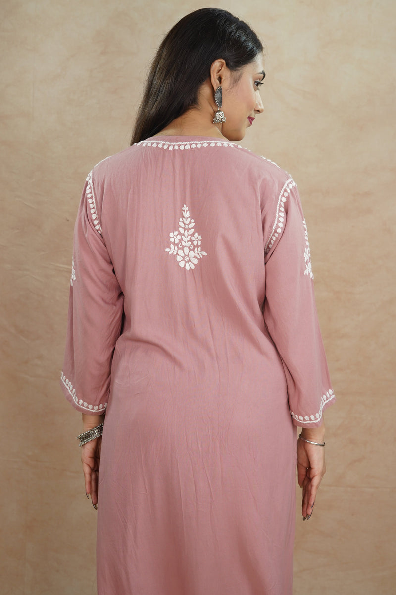 Ridhi Rayon Kurta Set- Rose Pink