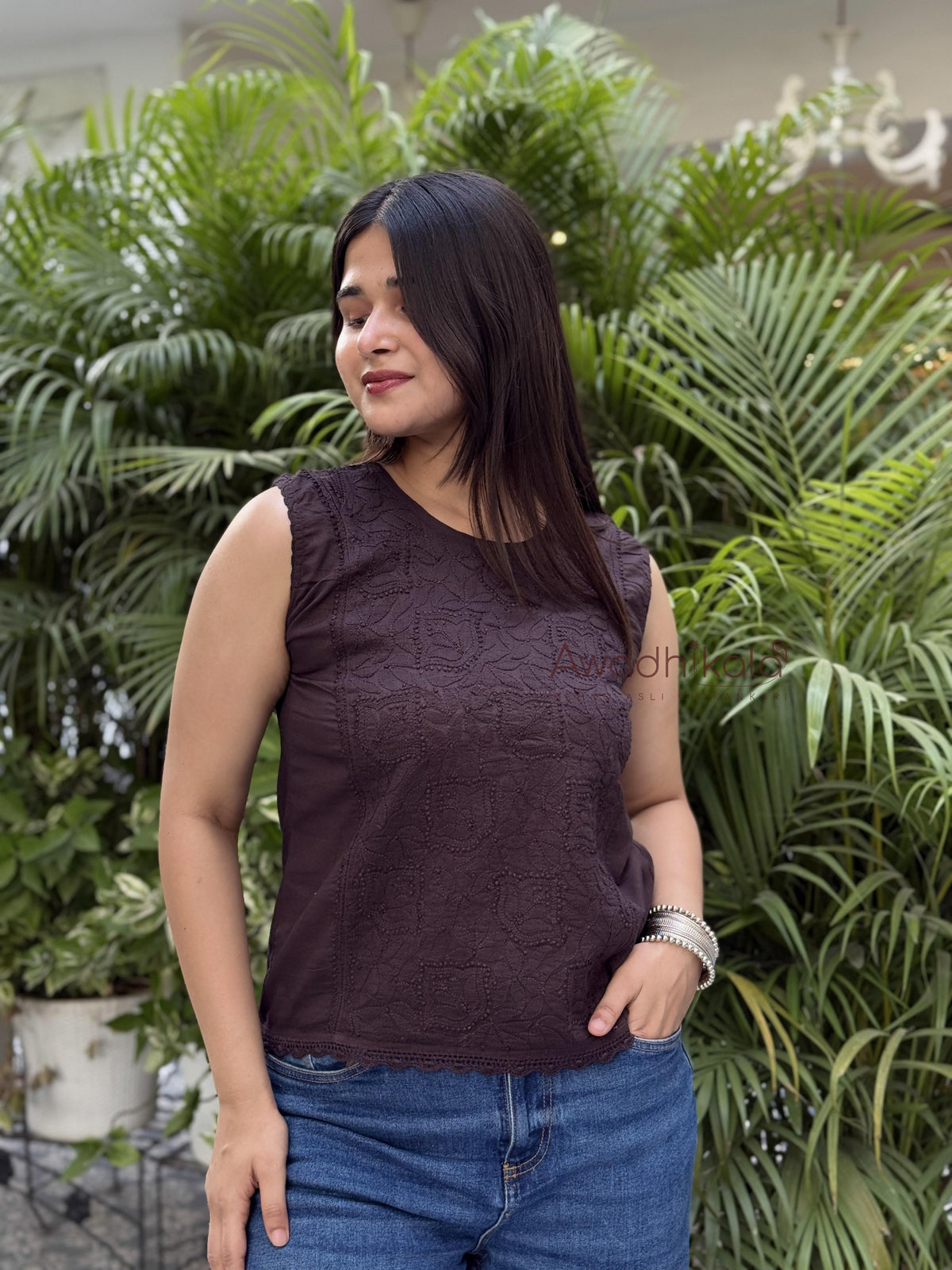Ditya Cotton Short Top- Brown