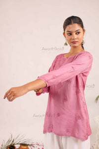 Rhea Muslin Short Kurti- Purple