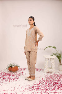 Ira Chanderi Co-Ord Set- Beige