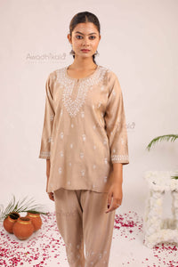 Ira Chanderi Co-Ord Set- Beige