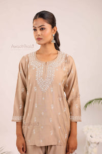 Ira Chanderi Co-Ord Set- Beige