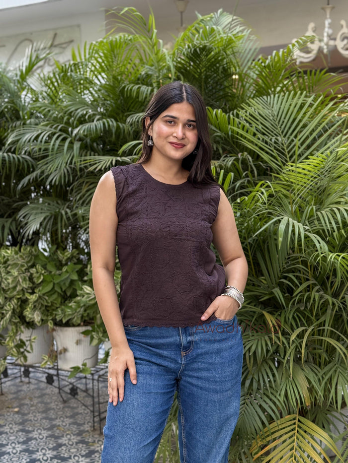 Ditya Cotton Short Top- Brown
