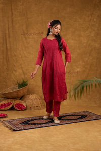Tarini Chanderi Cotton Set- Maroon