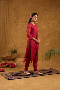 Tarini Chanderi Cotton Set- Maroon