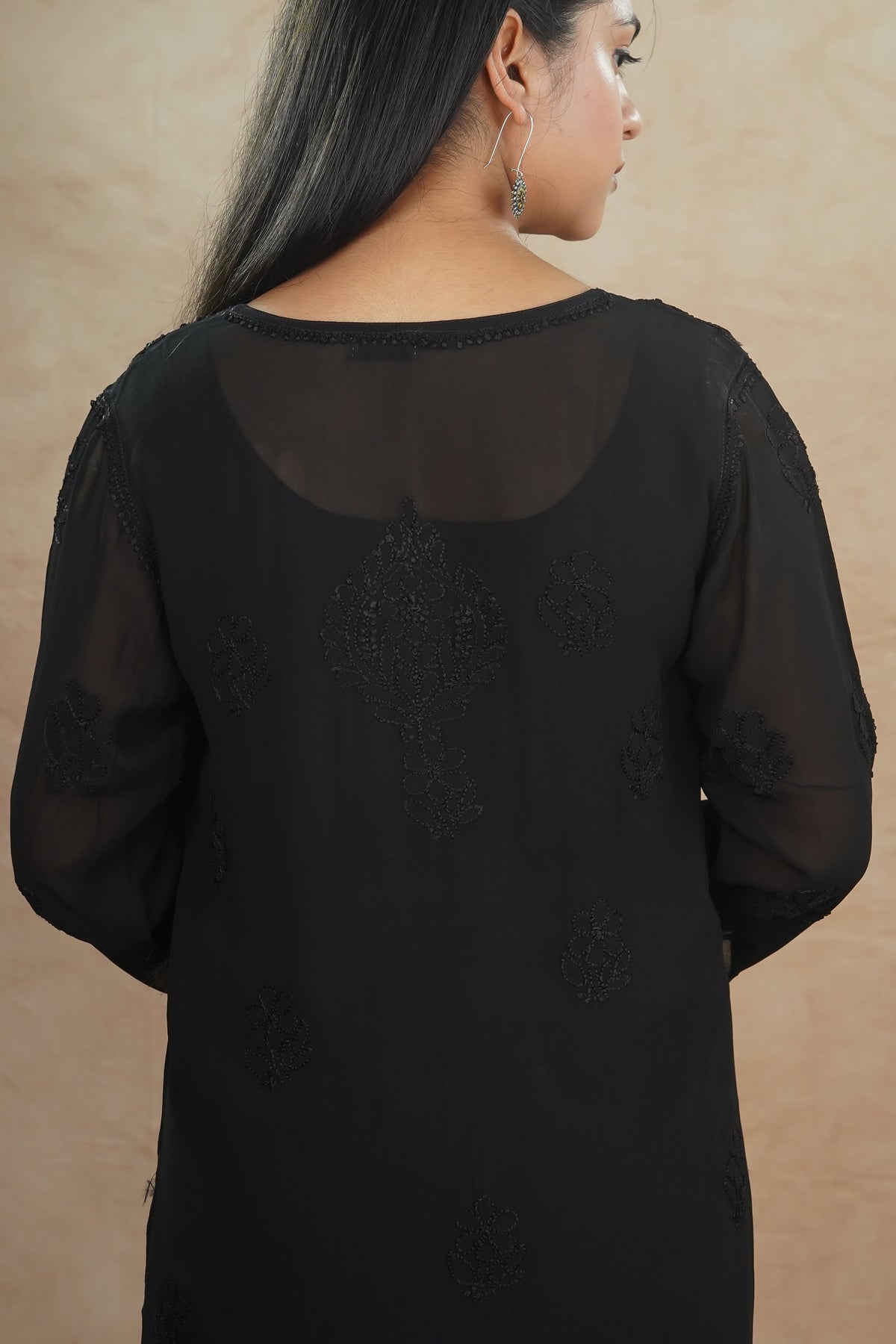 Aria Viscose Georgette Kurti- Black