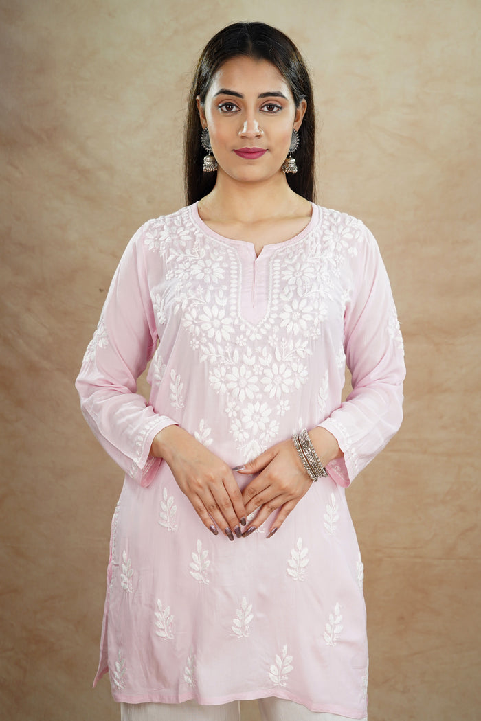 Aashvi Pure Modal Short Kurti- Baby Pink