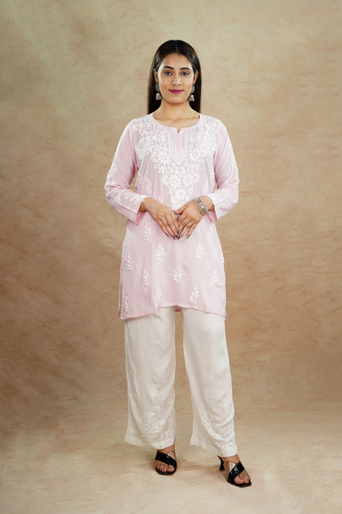 Aashvi Pure Modal Short Kurti- Baby Pink