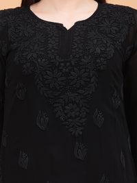 Anika Viscose Short Kurti- Black