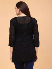 Anika Viscose Short Kurti- Black