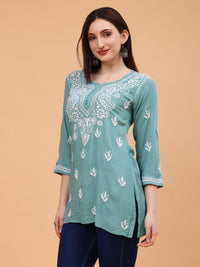 Aiza Modal Short Kurti- Green