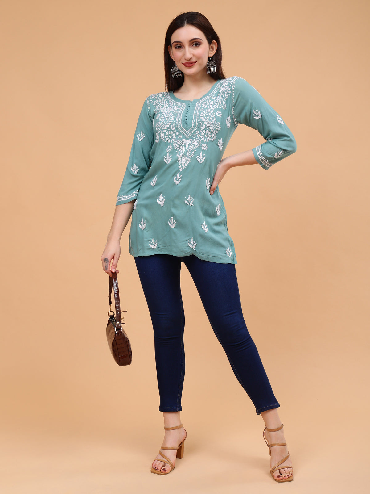 Aiza Modal Short Kurti- Green