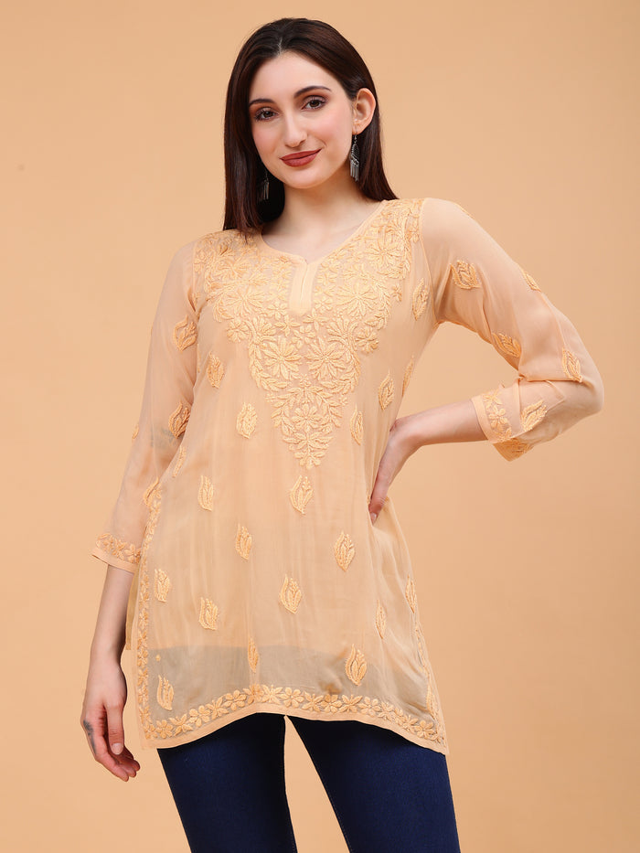 Anika Viscose Short Kurti- Beige