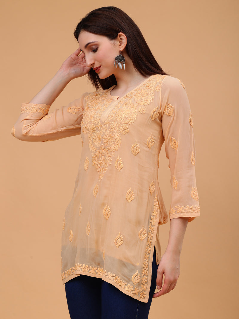 Anika Viscose Short Kurti- Beige