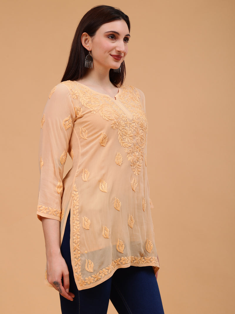 Anika Viscose Short Kurti- Beige